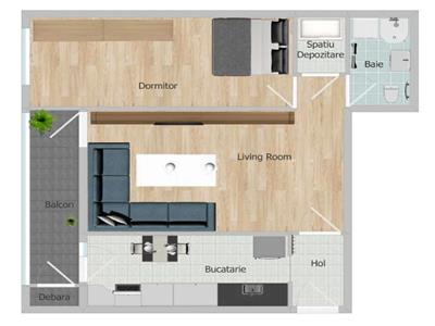 Apartament 2 camere, S 52 mp, mobilat, utilat, zona Golden Tulip.