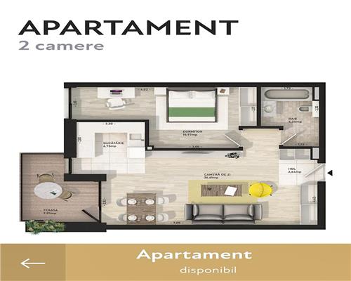 Apartament 2 camere, S-57mp+8mp terasa, parcare, The Nest