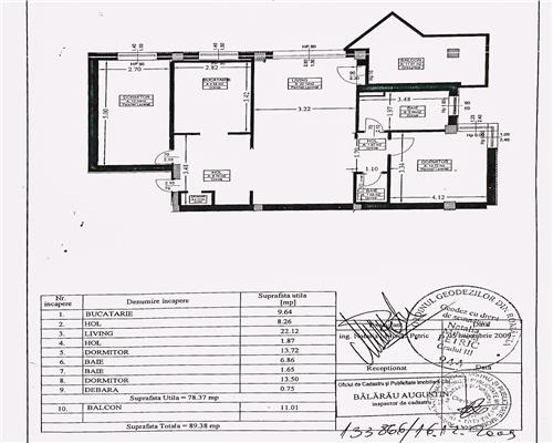 Apartament 3 camere, S78mp+11mp terasa, parcare, Andrei Muresan